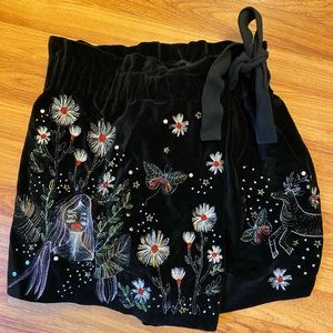 Zara Black Velvet Artsy Skort size S